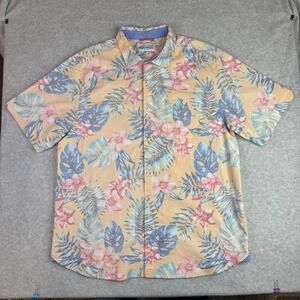 Tommy Bahama Shirt Mens XL Melon Nova Wave Leaf Print Button Up Casual